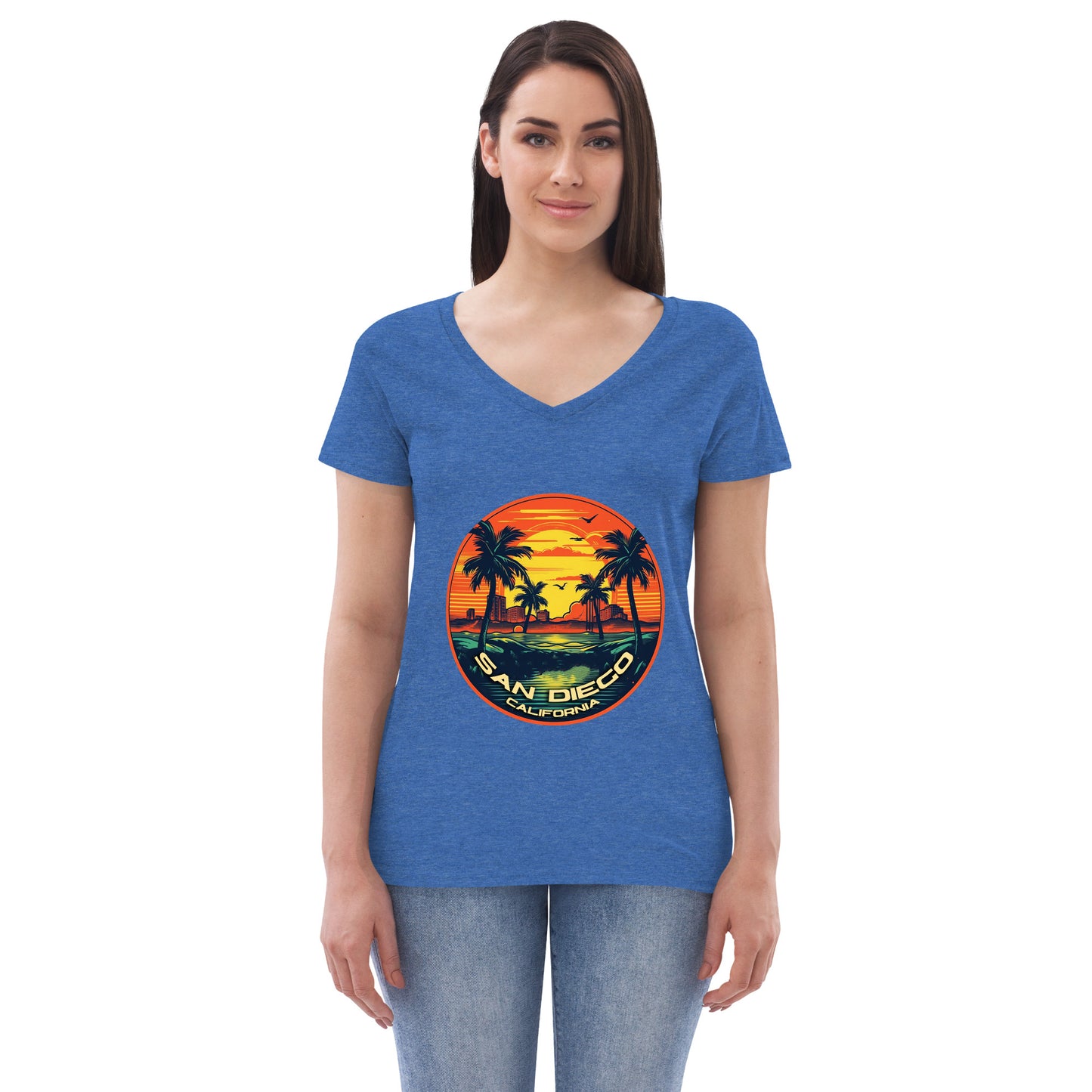 San Diego California Souvenir Women’s recycled v-neck t-shirt