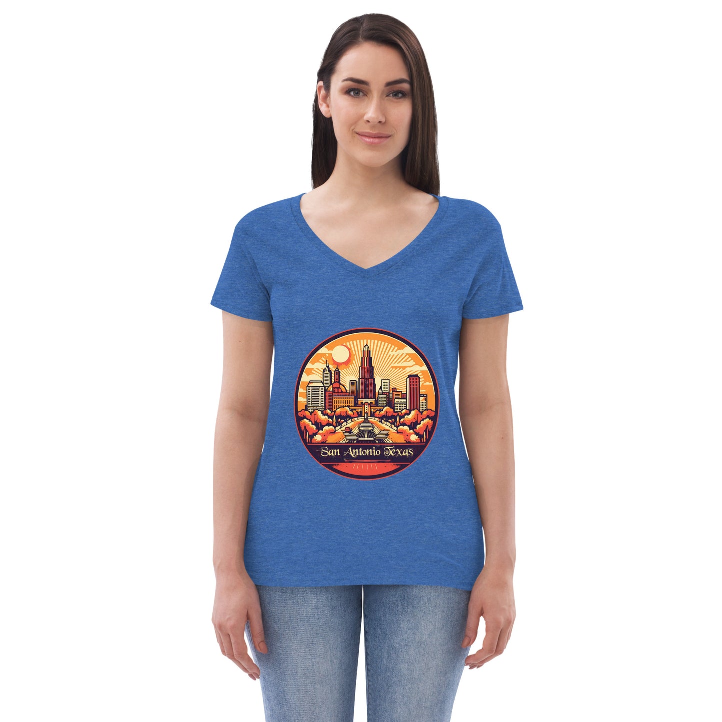 San Antonio Texas Souvenir Women’s recycled v-neck t-shirt