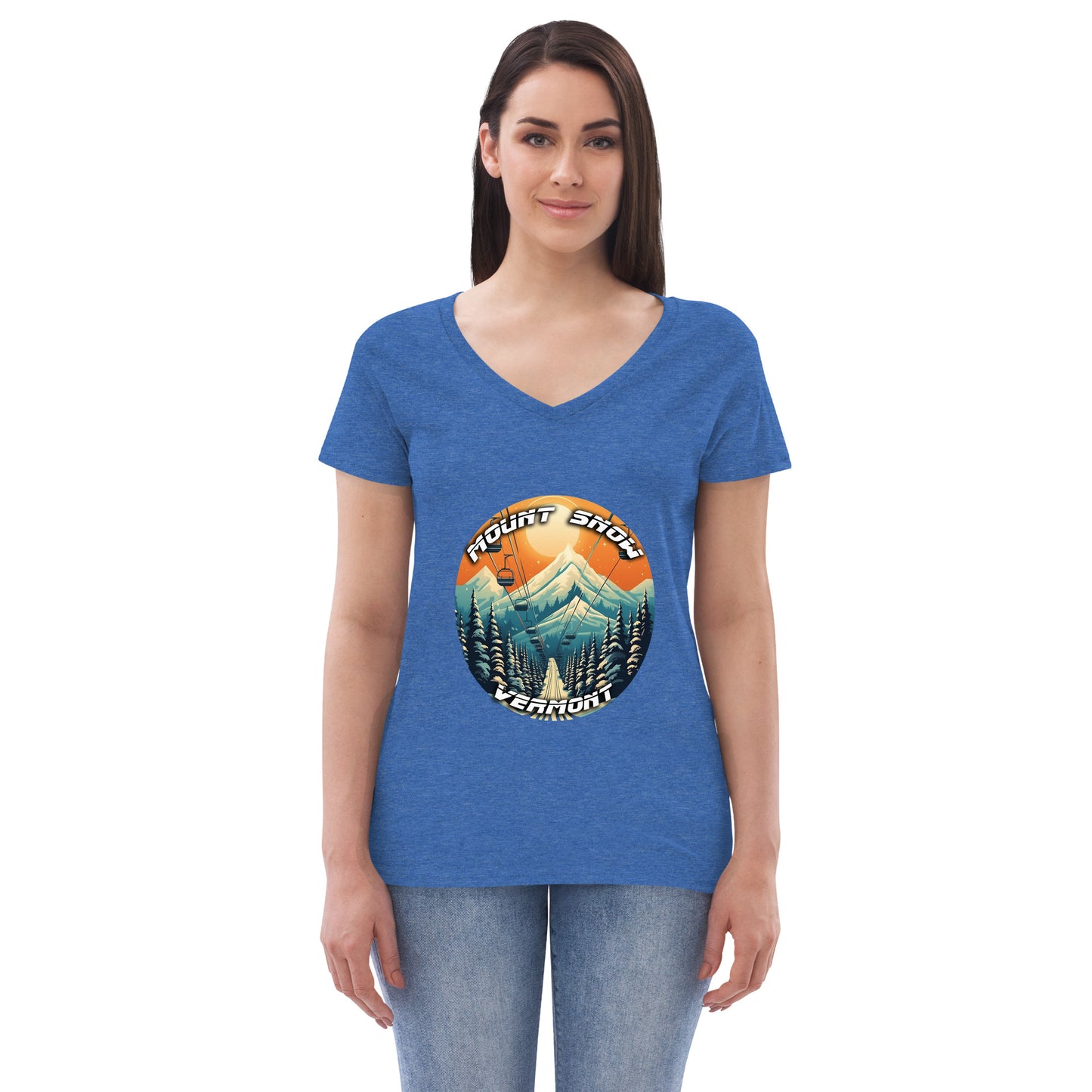 Mount Snow Vermont Souvenir Women’s recycled v-neck t-shirt