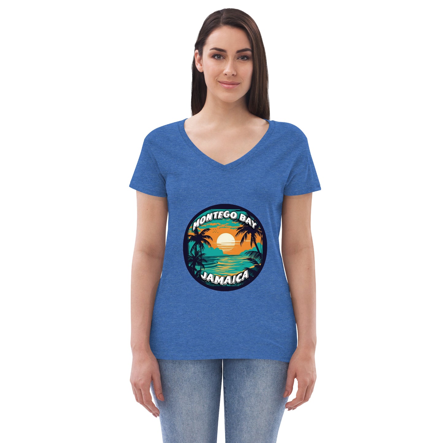 Montego Bay Jamaica Souvenir Women’s recycled v-neck t-shirt