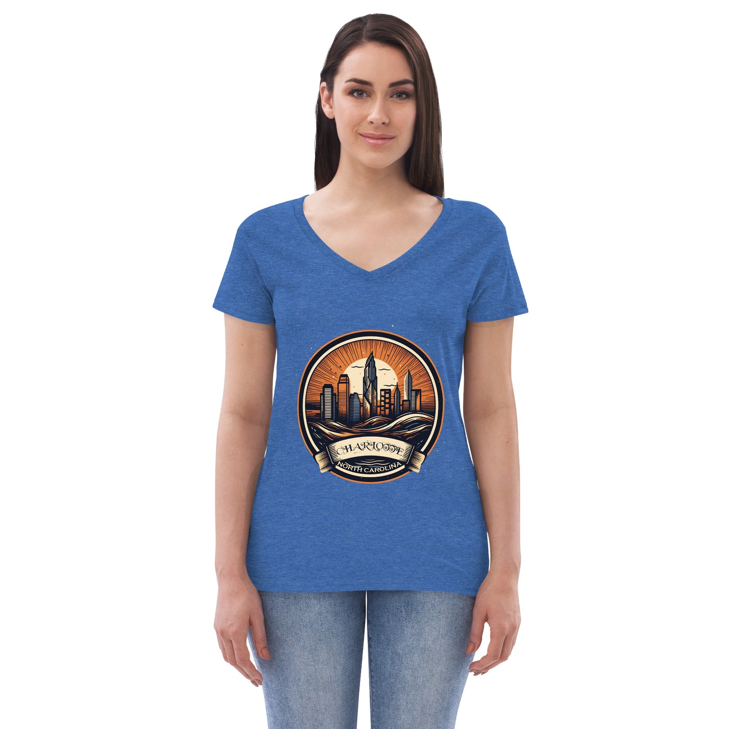 Charlotte North Carolina Souvenir Women’s recycled v-neck t-shirt