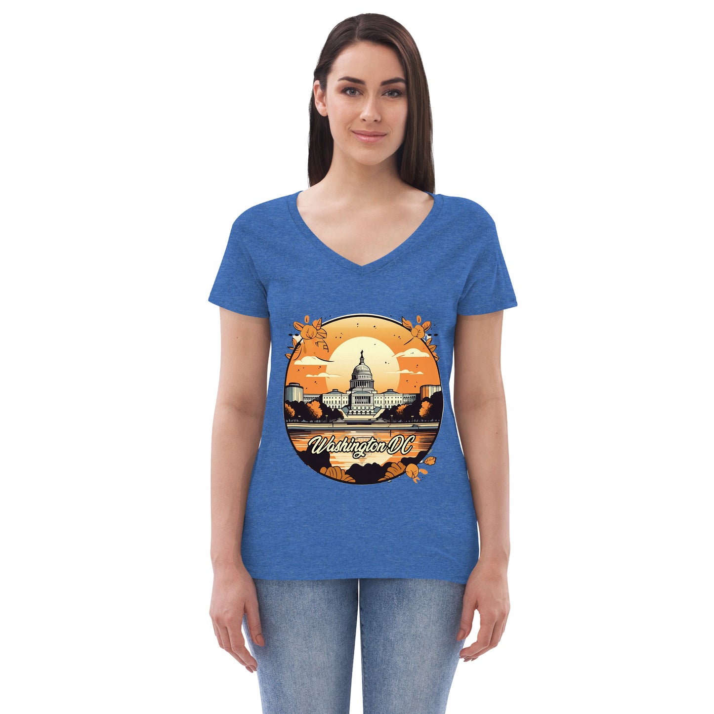 Washington DC Souvenir Women’s recycled v-neck t-shirt