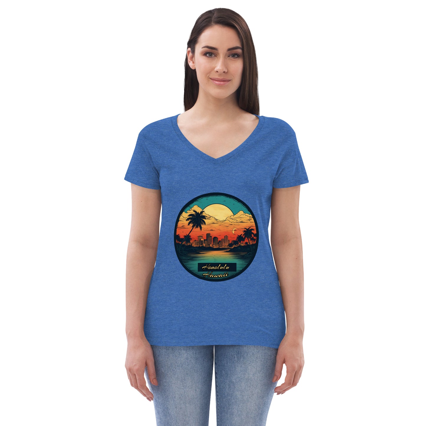 Honolulu Hawaii Souvenir Women’s recycled v-neck t-shirt