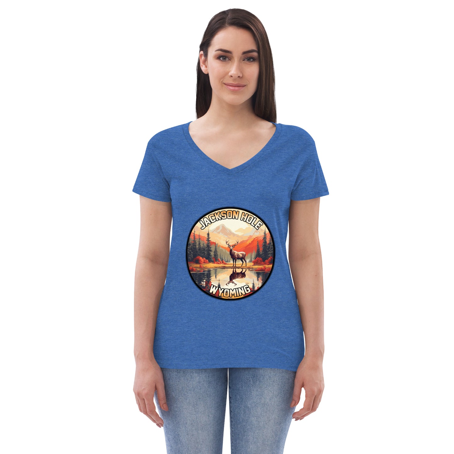 Jackson Hole Wyoming Souvenir Women’s recycled v-neck t-shirt