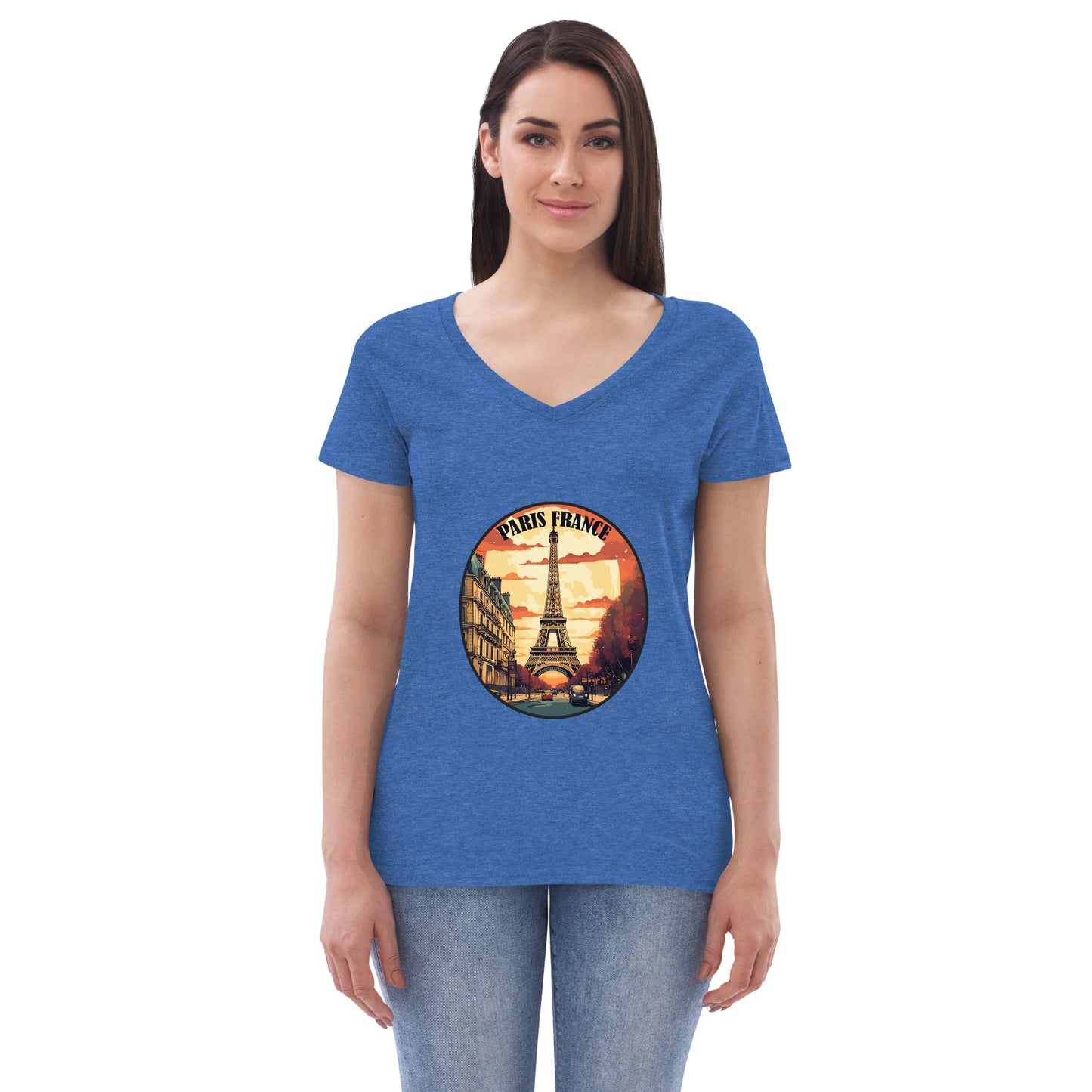 Paris France Souvenir Women’s recycled v-neck t-shirt