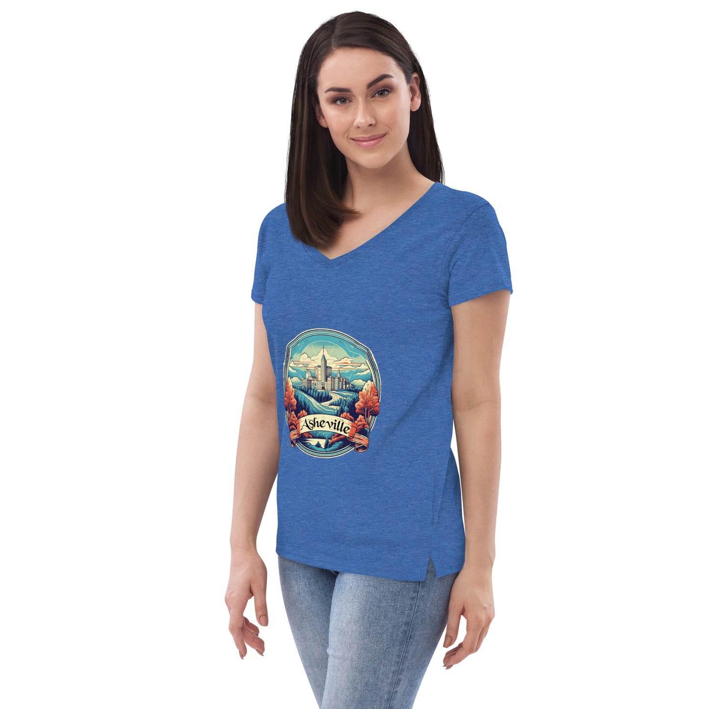 Asheville North Carolina Souvenir Women’s recycled v-neck t-shirt