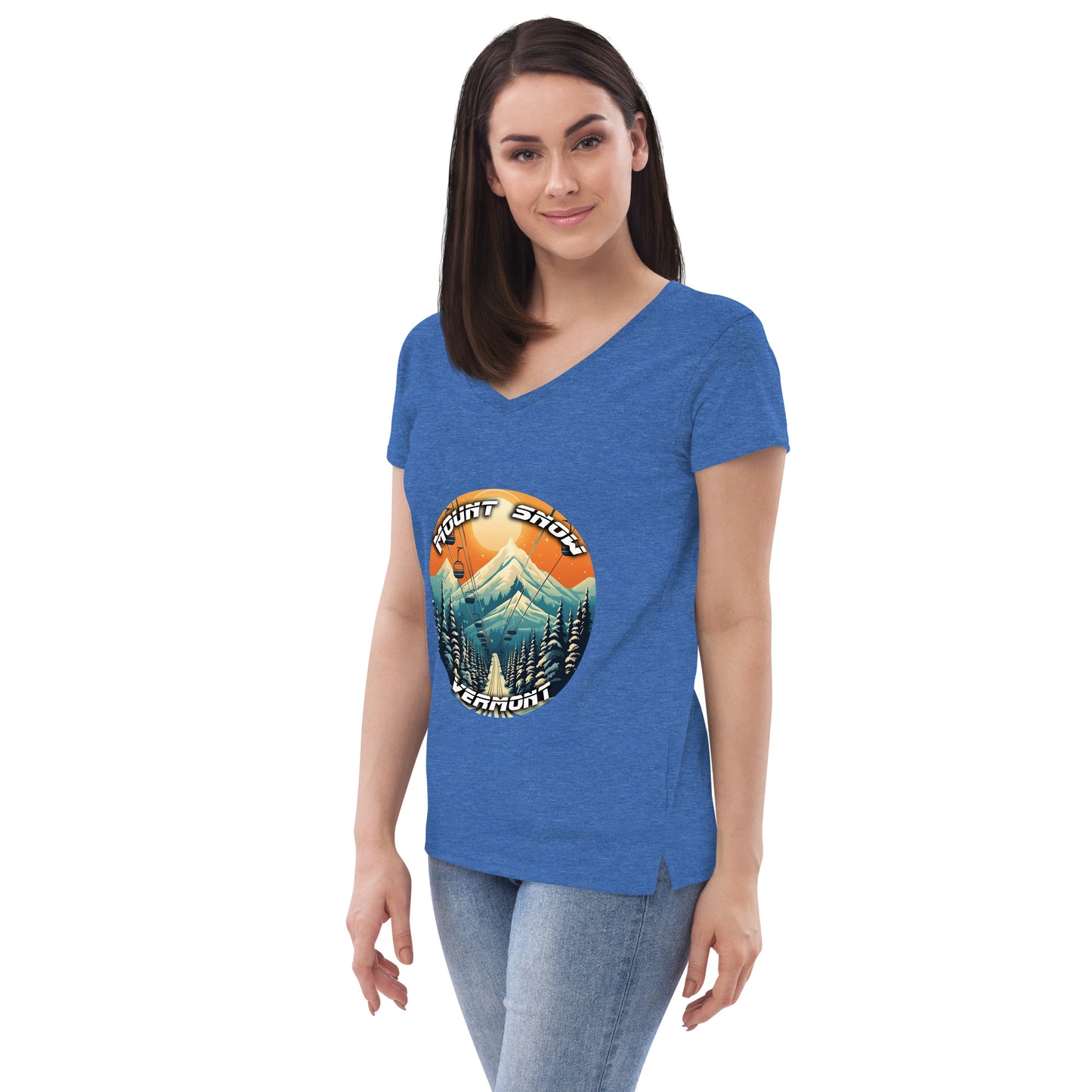 Mount Snow Vermont Souvenir Women’s recycled v-neck t-shirt