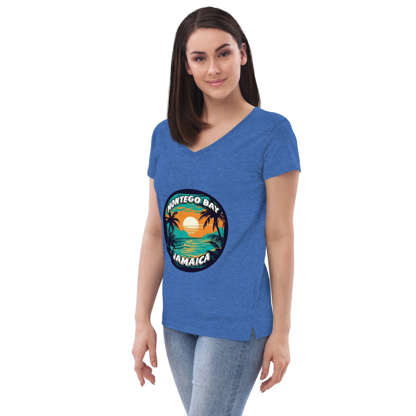 Montego Bay Jamaica Souvenir Women’s recycled v-neck t-shirt