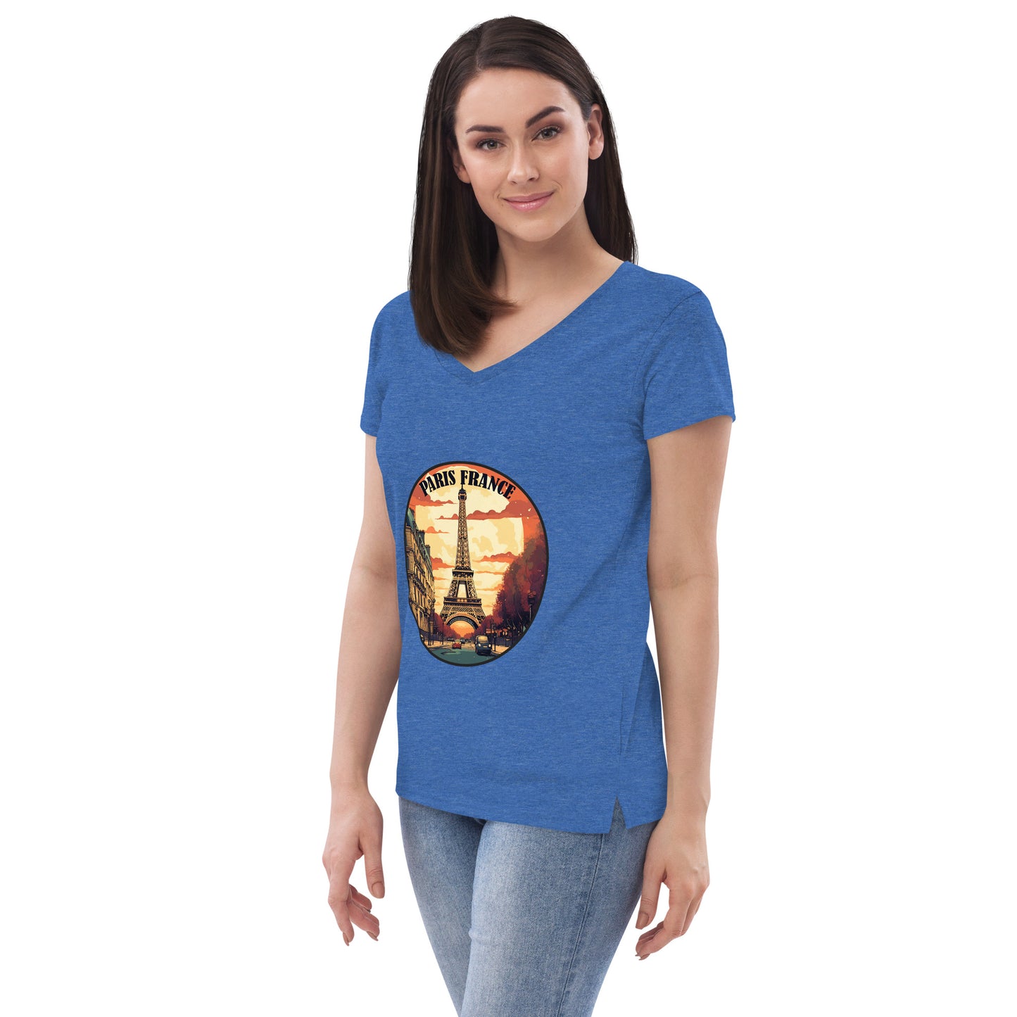 Paris France Souvenir Women’s recycled v-neck t-shirt