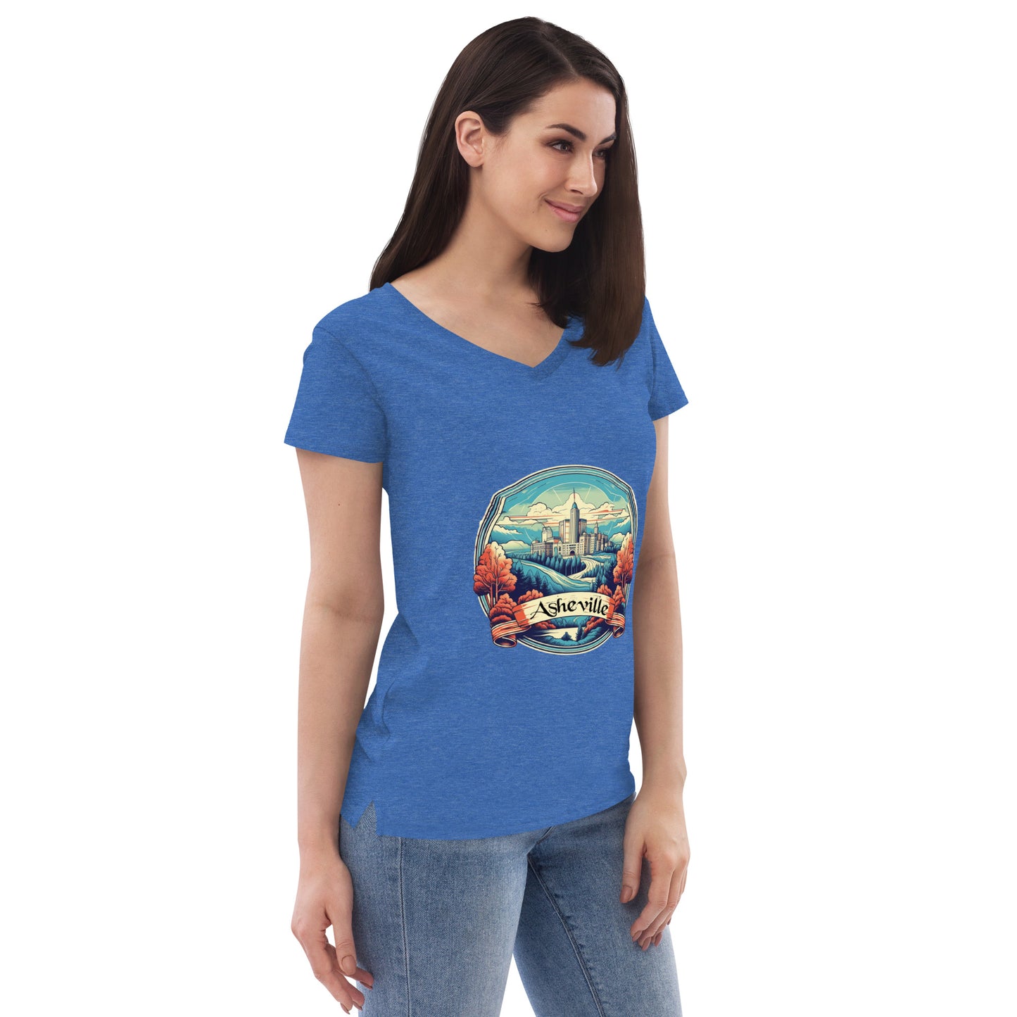 Asheville North Carolina Souvenir Women’s recycled v-neck t-shirt