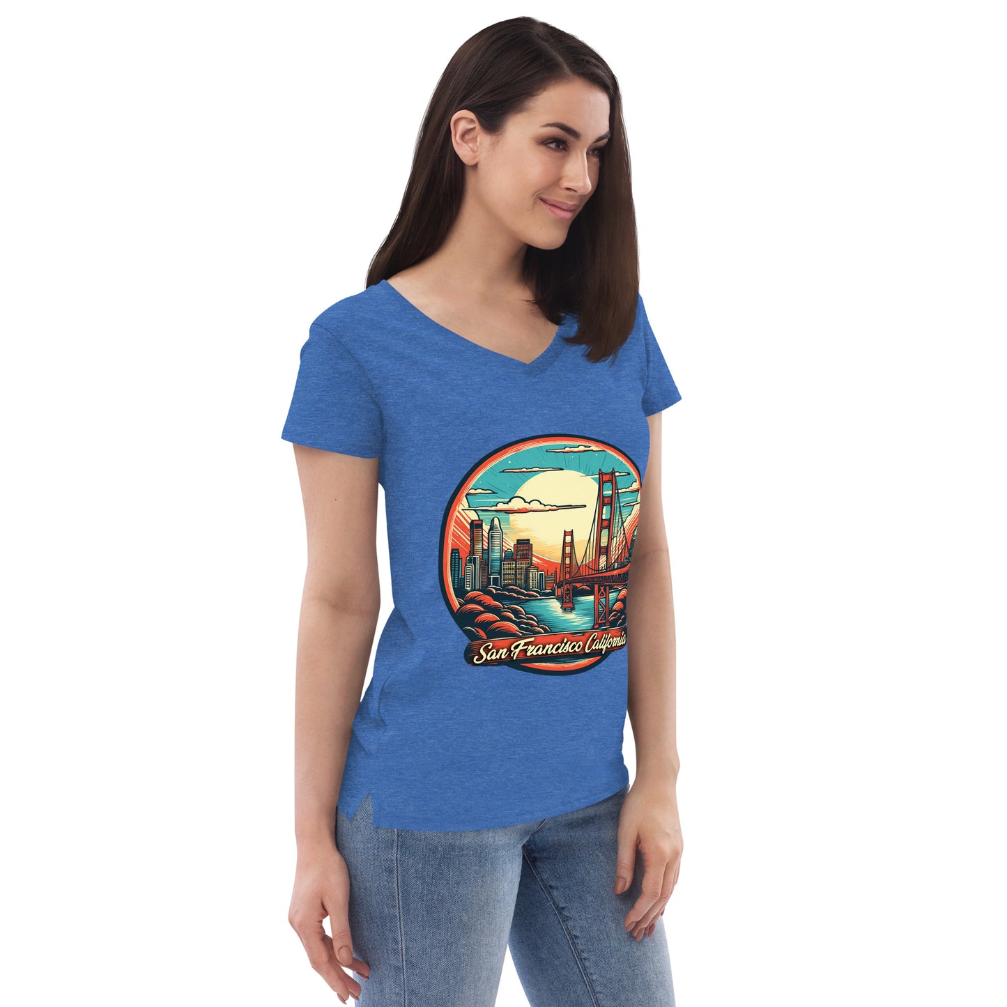 San Francisco California Souvenir Women’s recycled v-neck t-shirt