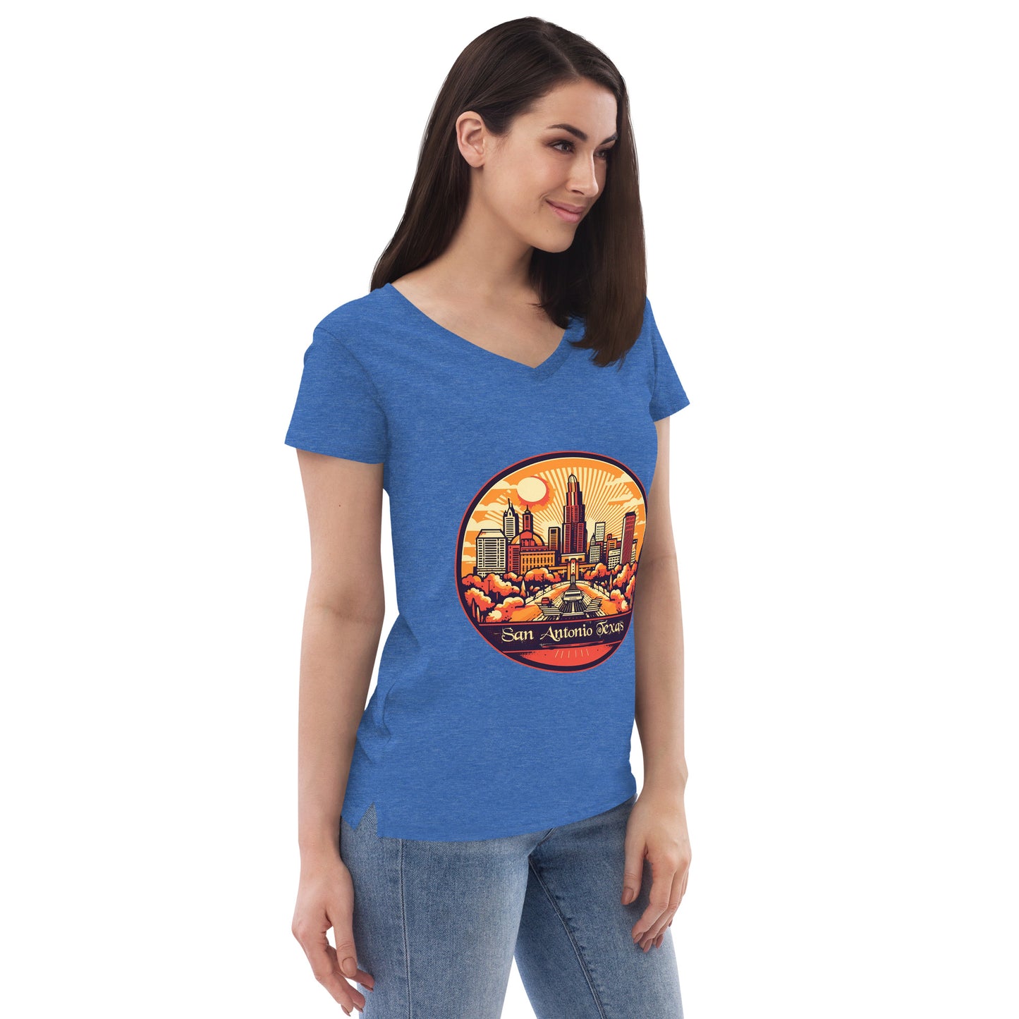 San Antonio Texas Souvenir Women’s recycled v-neck t-shirt