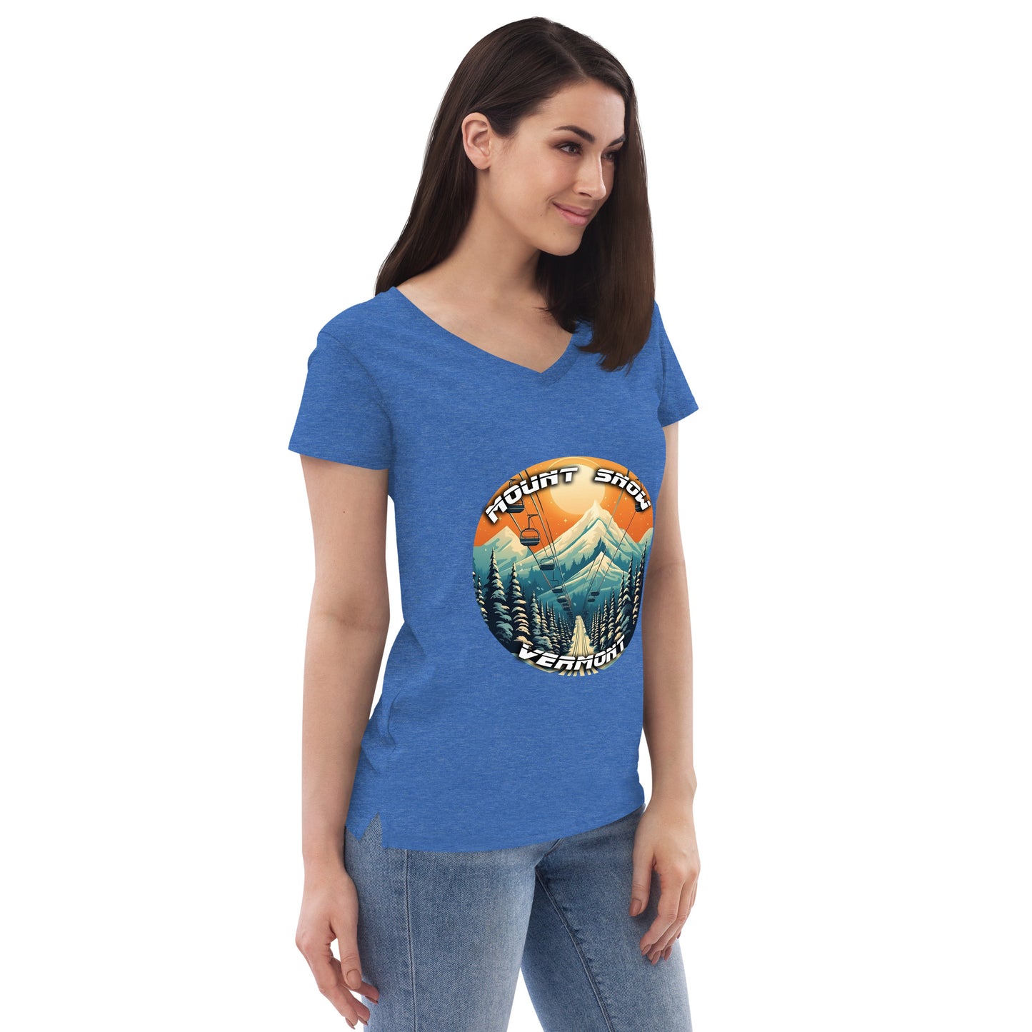 Mount Snow Vermont Souvenir Women’s recycled v-neck t-shirt