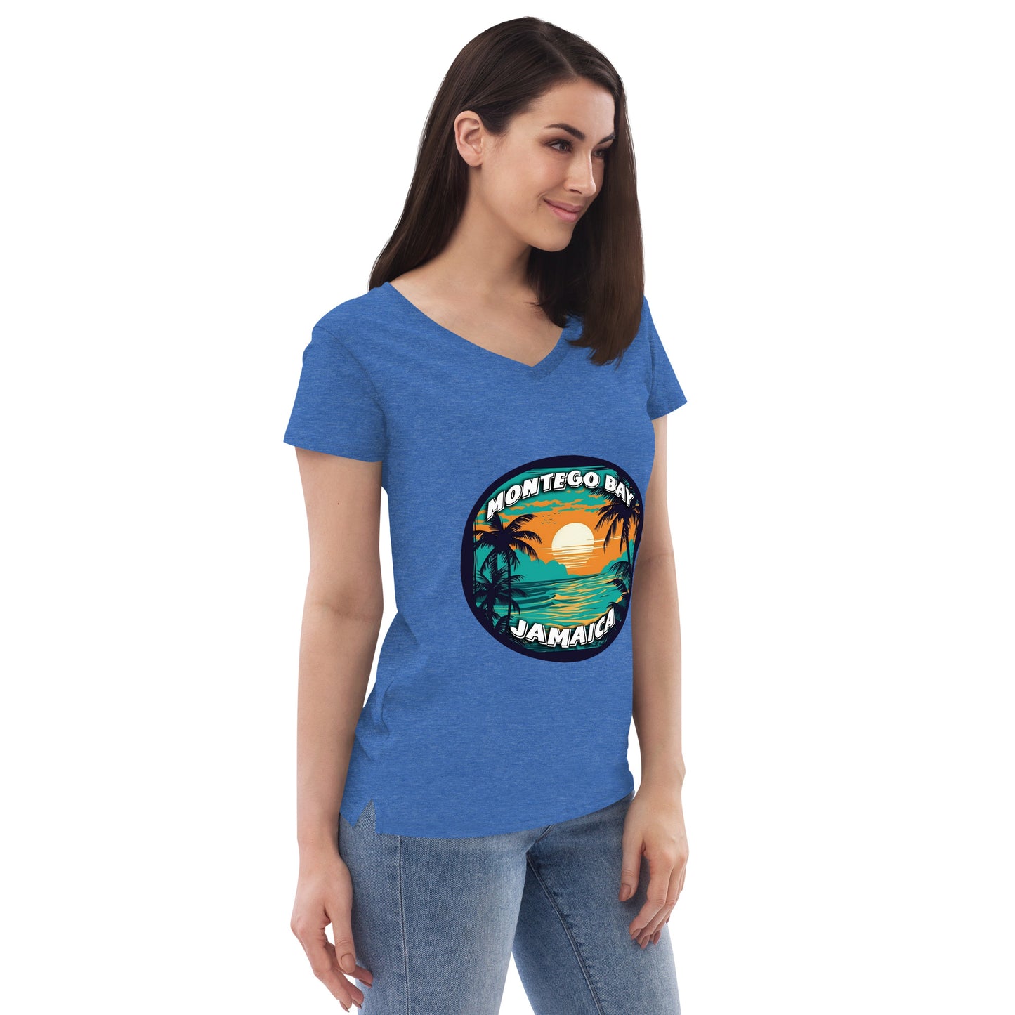 Montego Bay Jamaica Souvenir Women’s recycled v-neck t-shirt