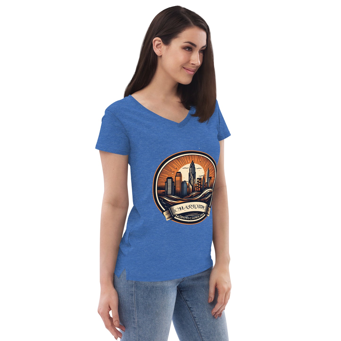 Charlotte North Carolina Souvenir Women’s recycled v-neck t-shirt