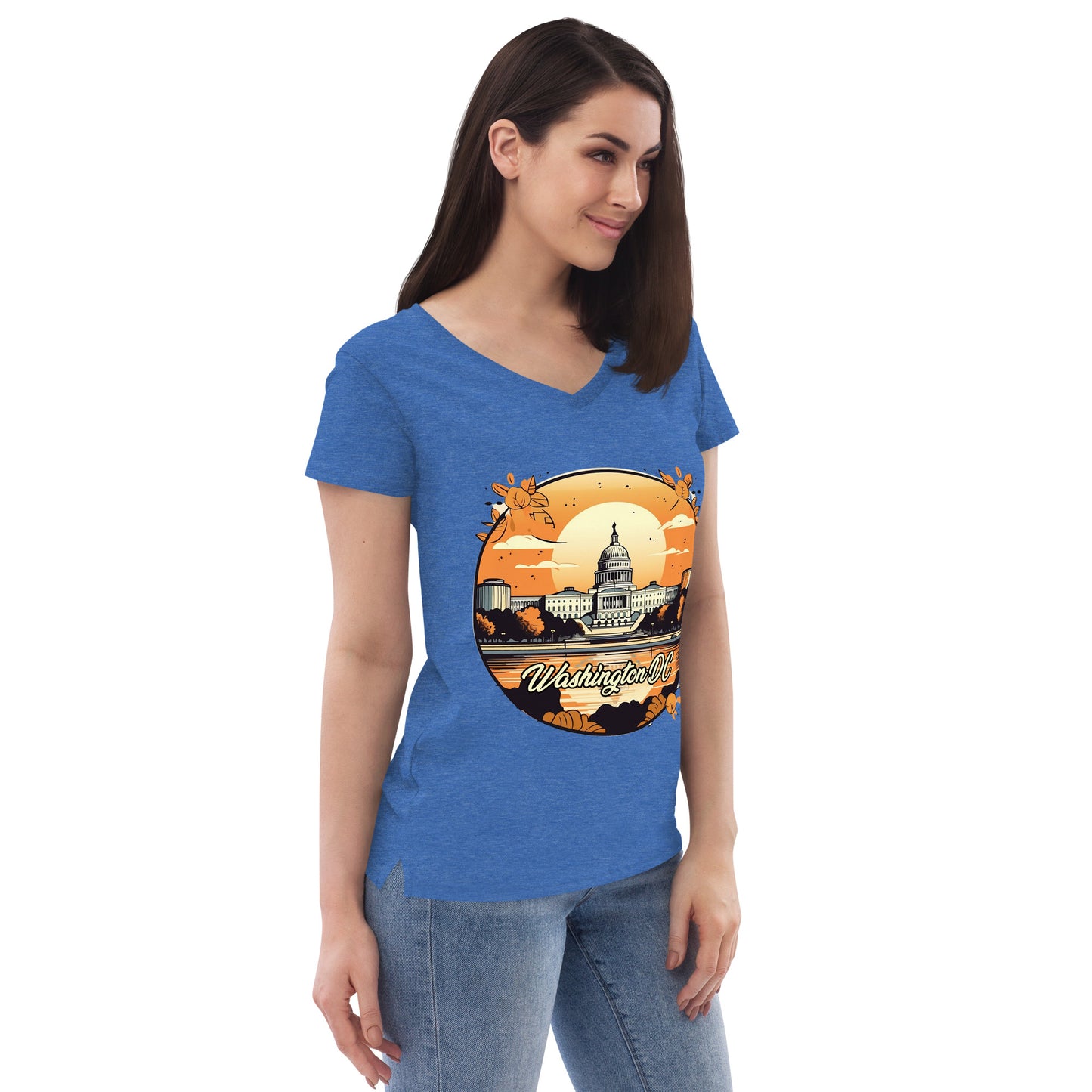 Washington DC Souvenir Women’s recycled v-neck t-shirt