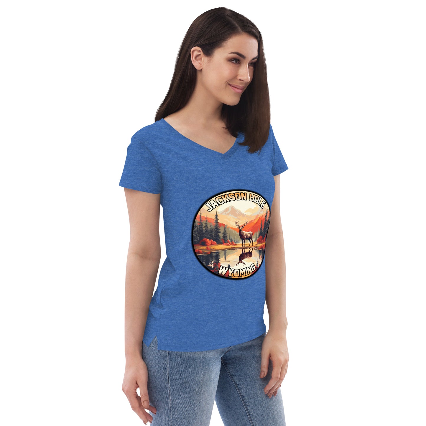 Jackson Hole Wyoming Souvenir Women’s recycled v-neck t-shirt