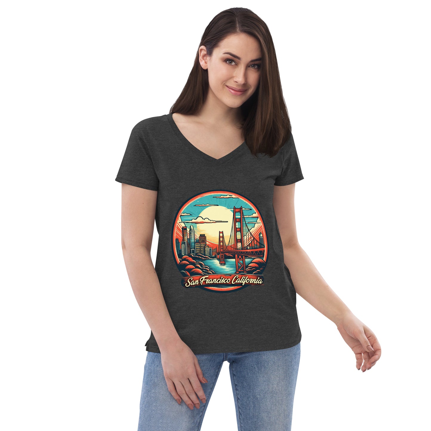 San Francisco California Souvenir Women’s recycled v-neck t-shirt