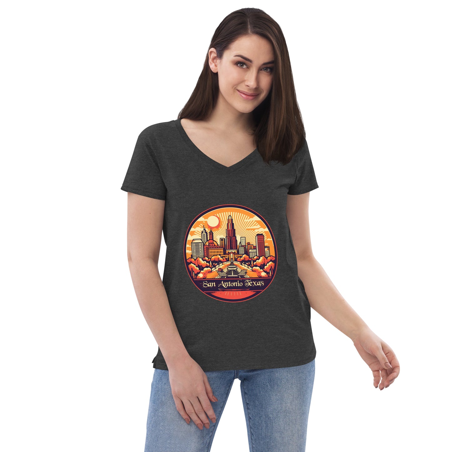 San Antonio Texas Souvenir Women’s recycled v-neck t-shirt