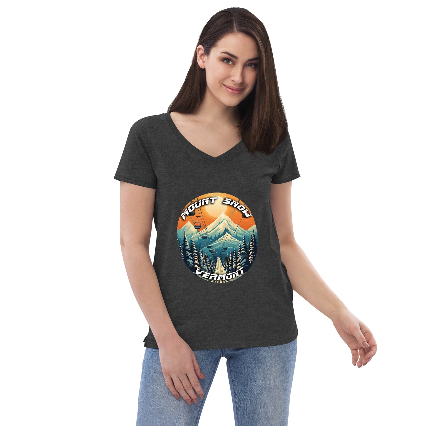 Mount Snow Vermont Souvenir Women’s recycled v-neck t-shirt