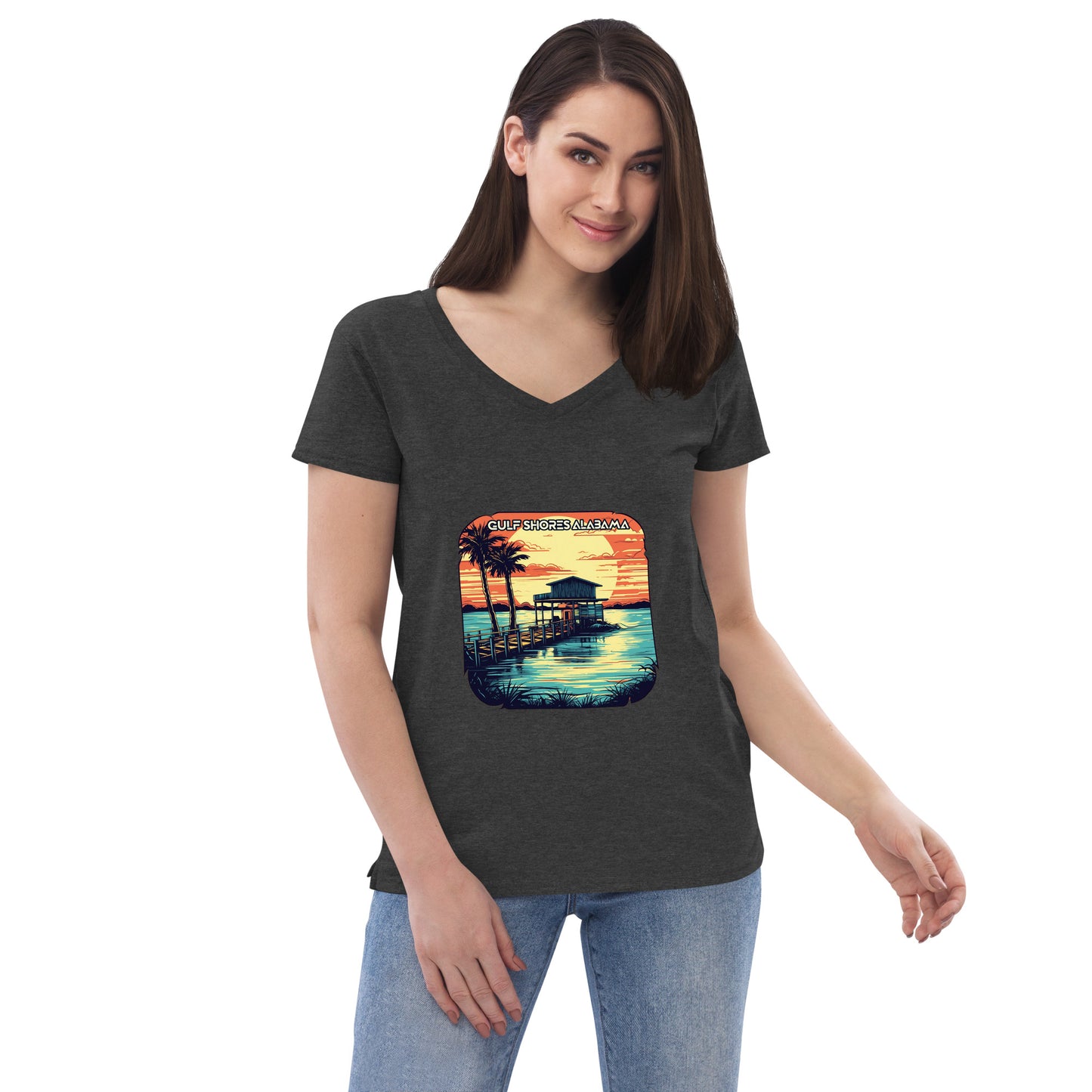 Gulf Shores Alabama Souvenir Women’s recycled v-neck t-shirt