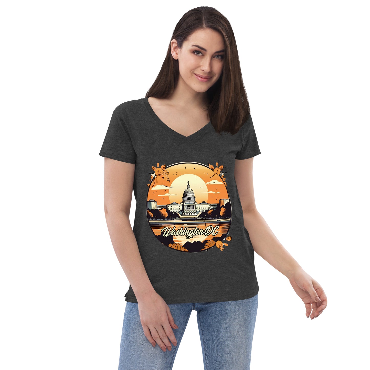 Washington DC Souvenir Women’s recycled v-neck t-shirt