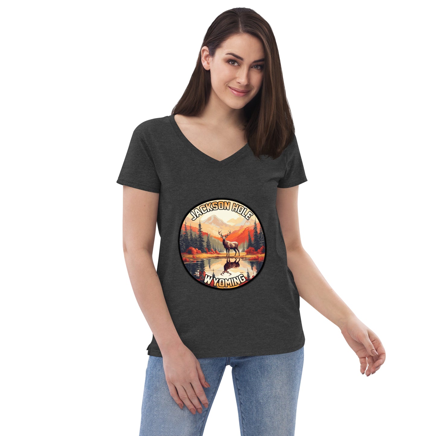 Jackson Hole Wyoming Souvenir Women’s recycled v-neck t-shirt