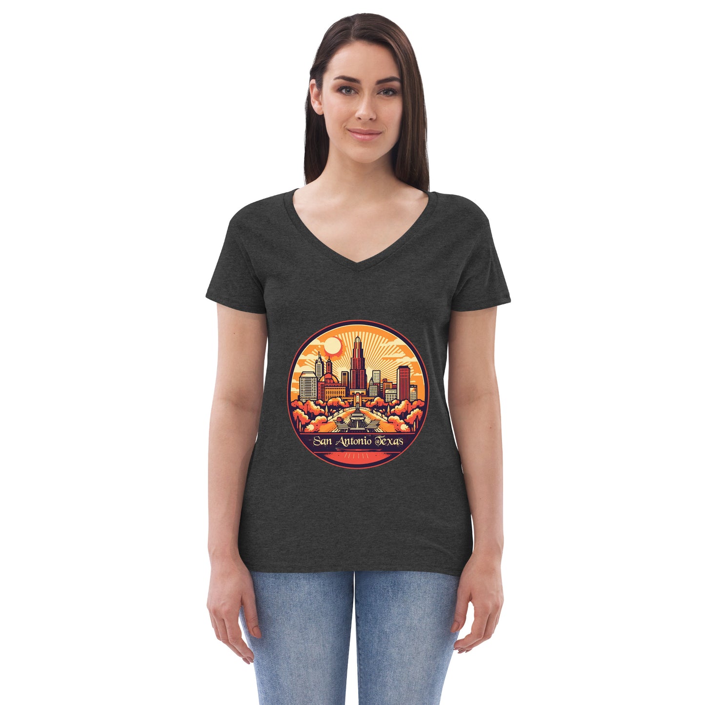 San Antonio Texas Souvenir Women’s recycled v-neck t-shirt