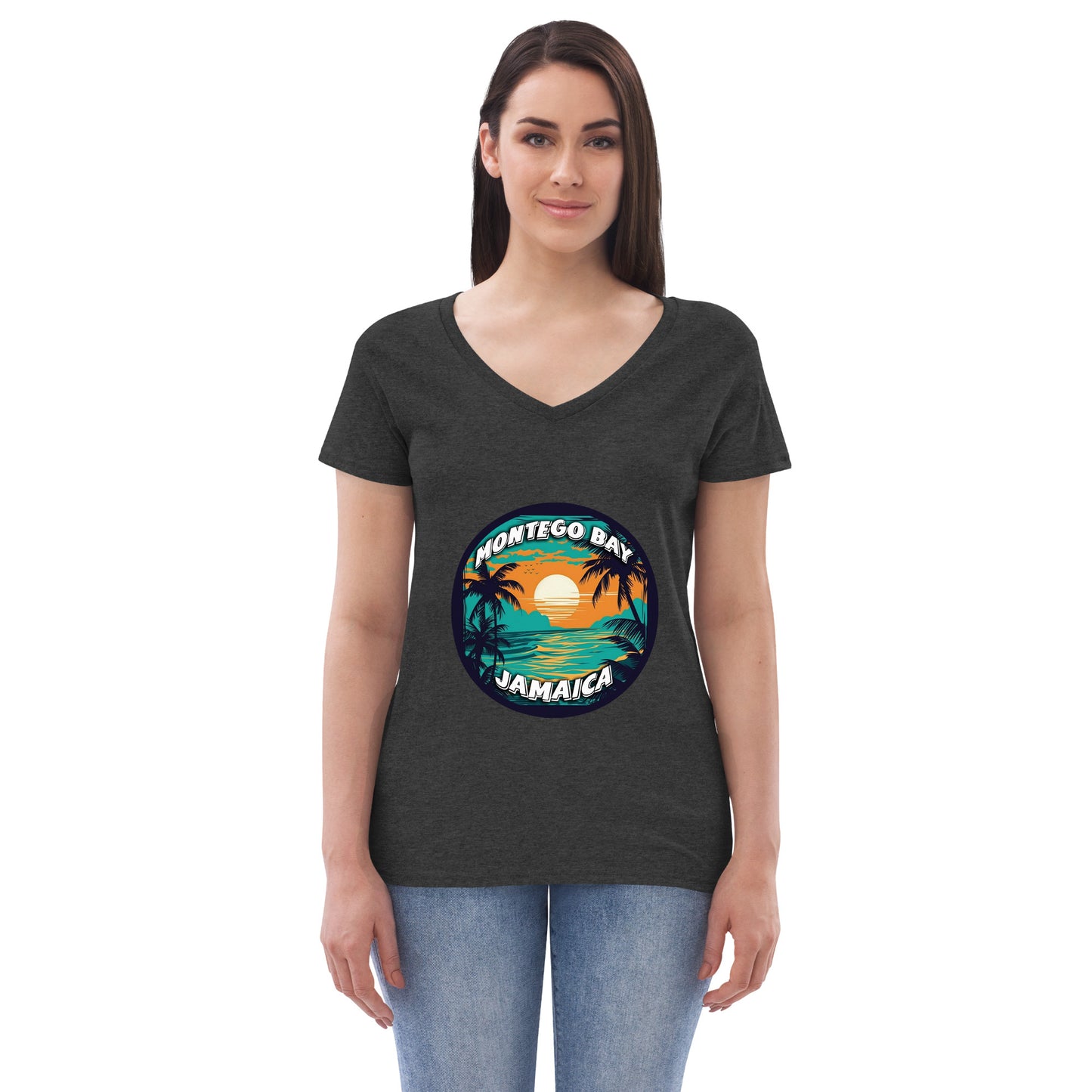 Montego Bay Jamaica Souvenir Women’s recycled v-neck t-shirt