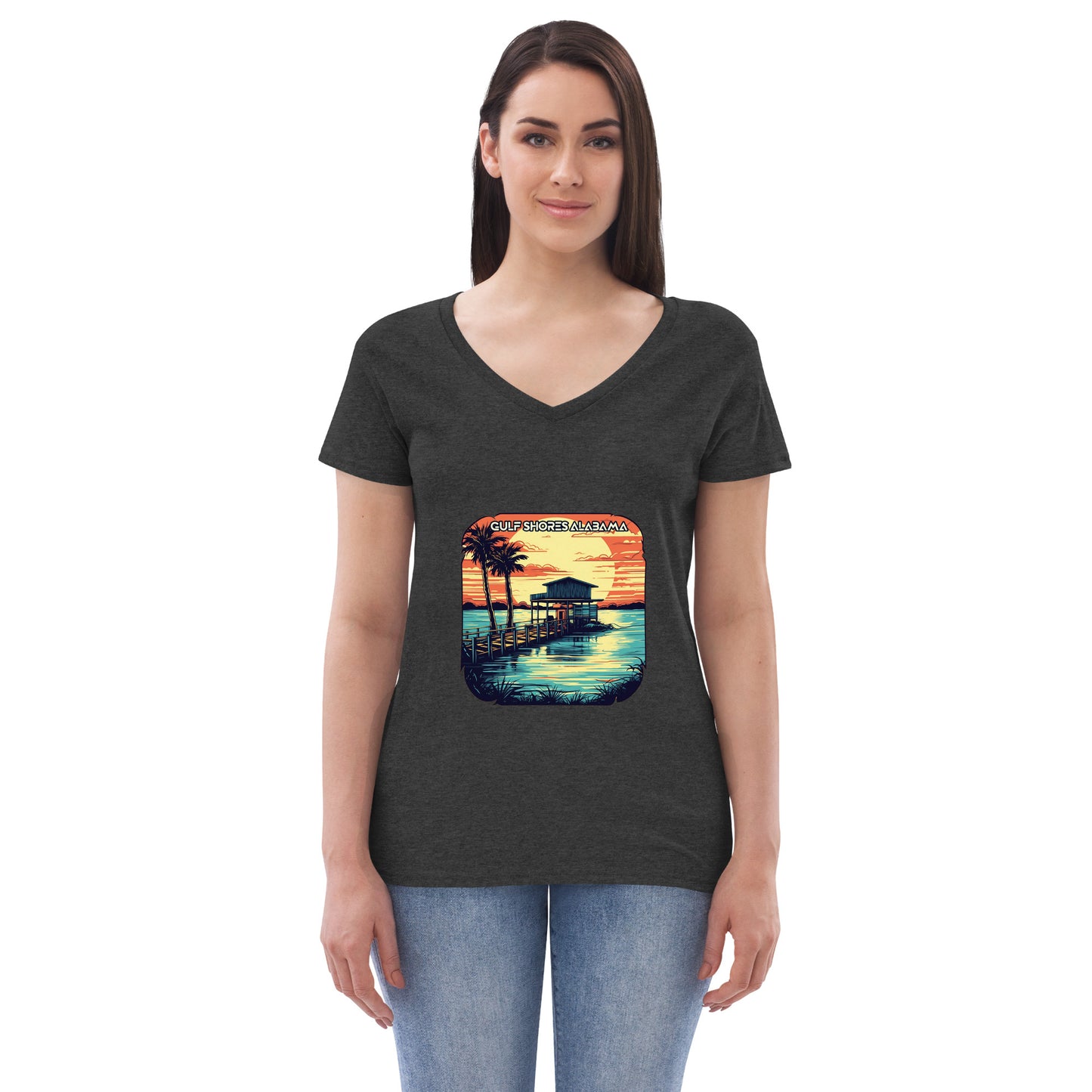 Gulf Shores Alabama Souvenir Women’s recycled v-neck t-shirt