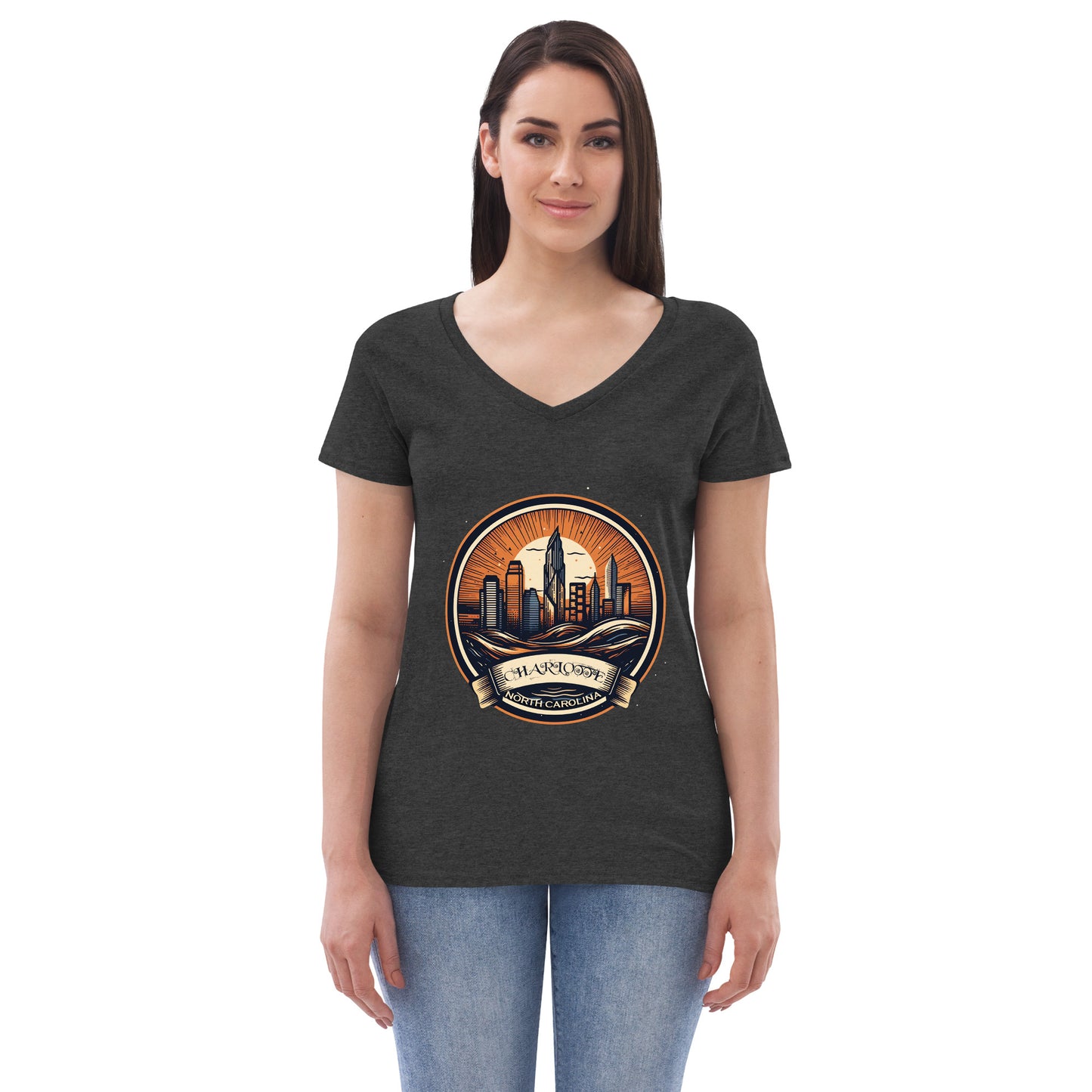 Charlotte North Carolina Souvenir Women’s recycled v-neck t-shirt