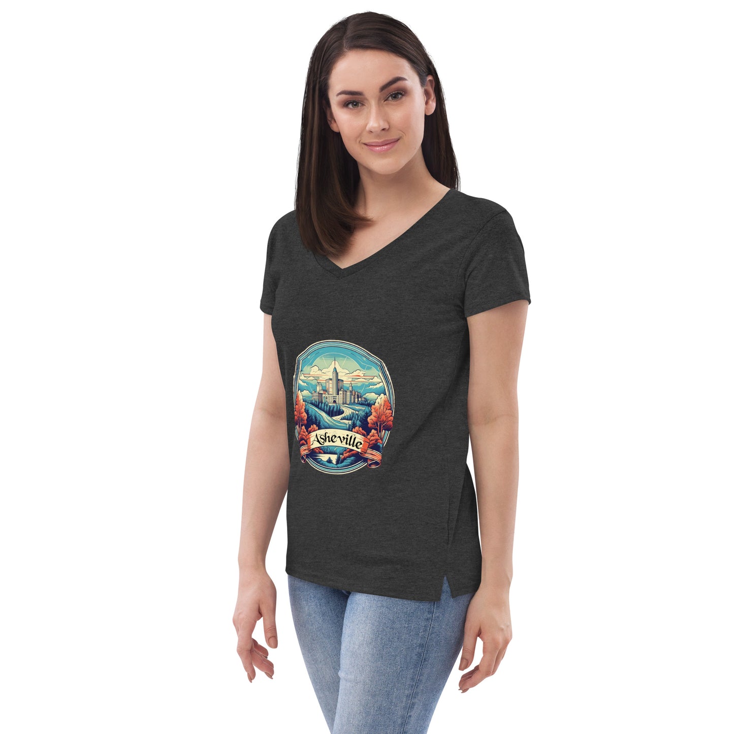 Asheville North Carolina Souvenir Women’s recycled v-neck t-shirt