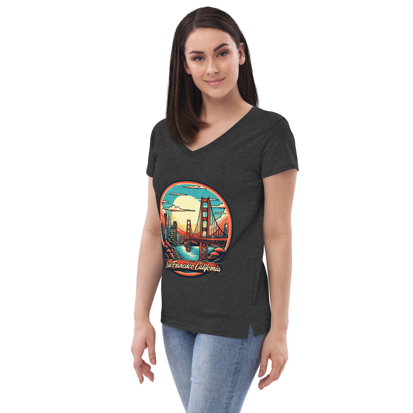 San Francisco California Souvenir Women’s recycled v-neck t-shirt