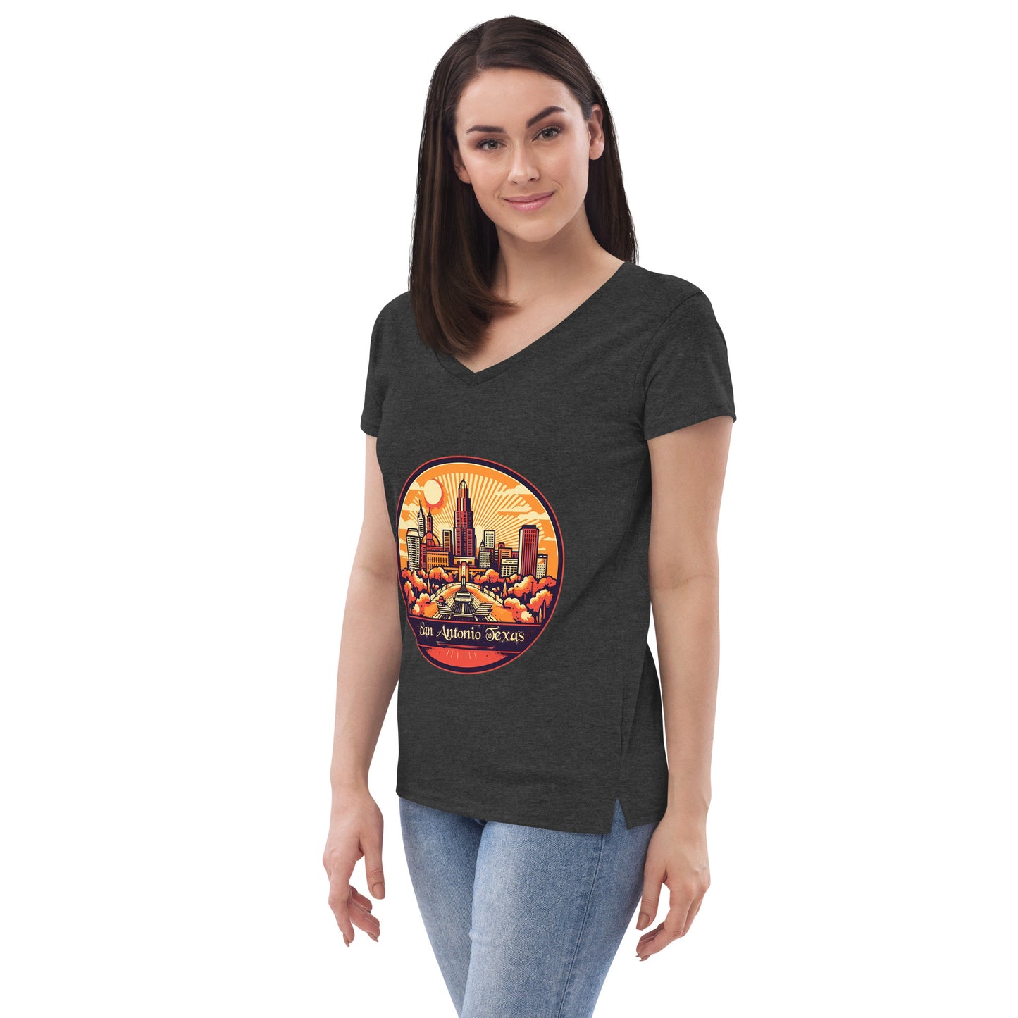 San Antonio Texas Souvenir Women’s recycled v-neck t-shirt