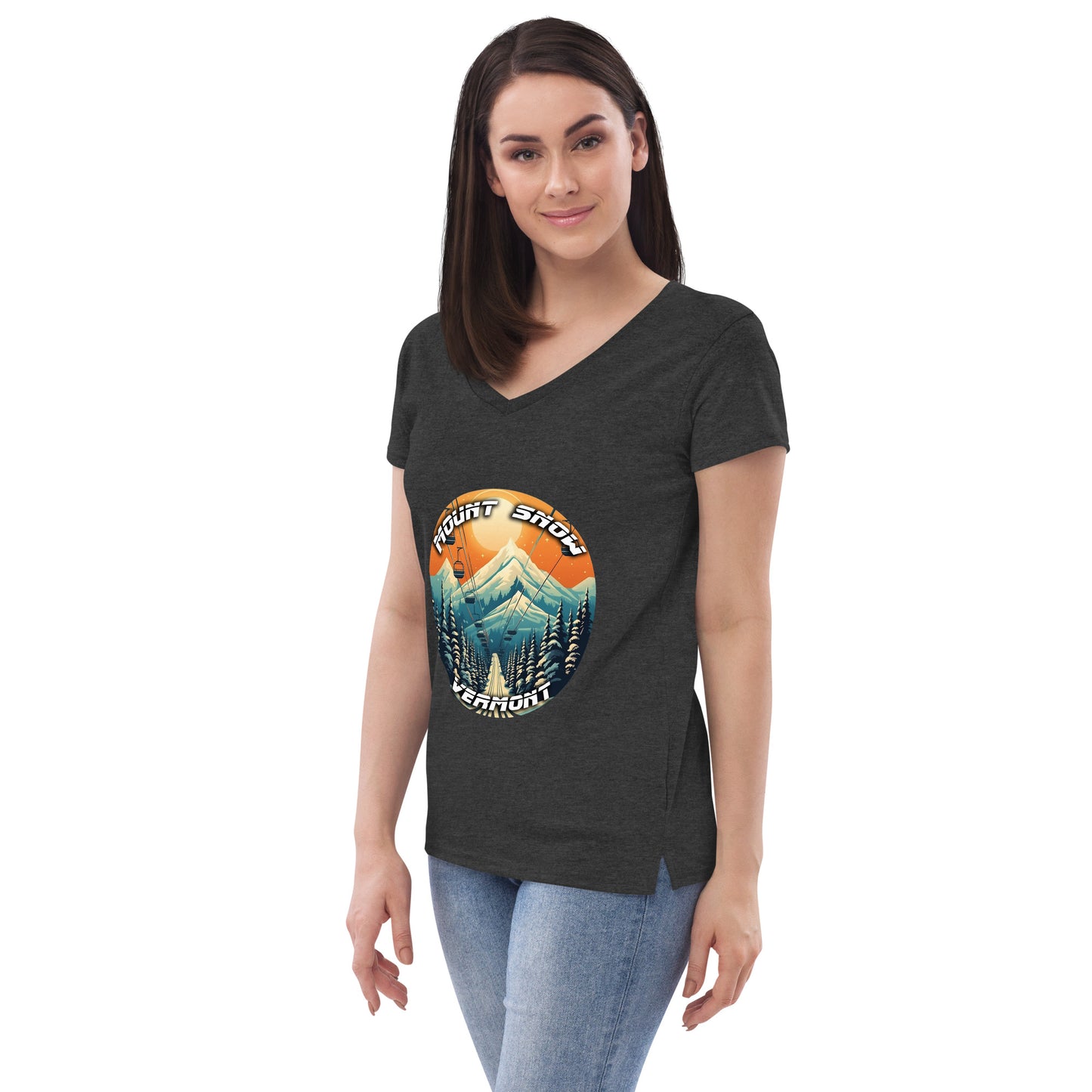 Mount Snow Vermont Souvenir Women’s recycled v-neck t-shirt