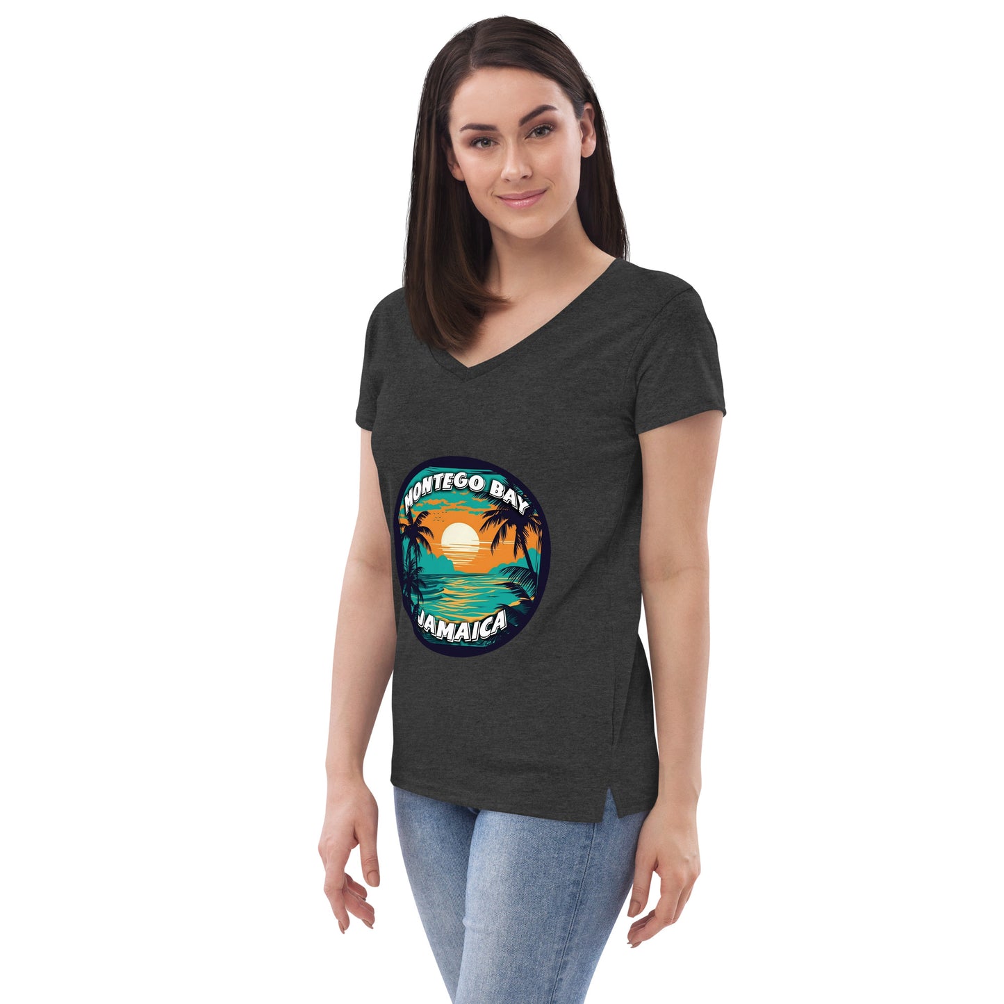 Montego Bay Jamaica Souvenir Women’s recycled v-neck t-shirt