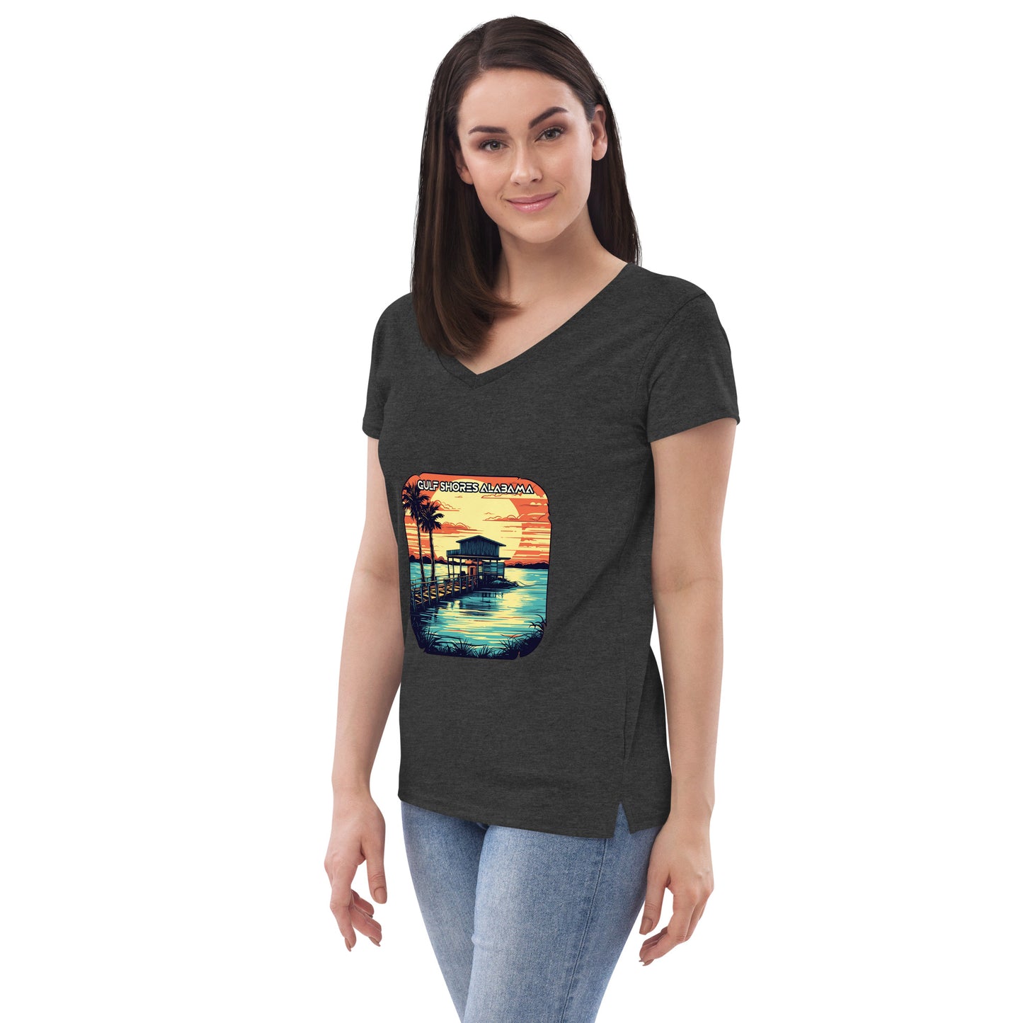 Gulf Shores Alabama Souvenir Women’s recycled v-neck t-shirt