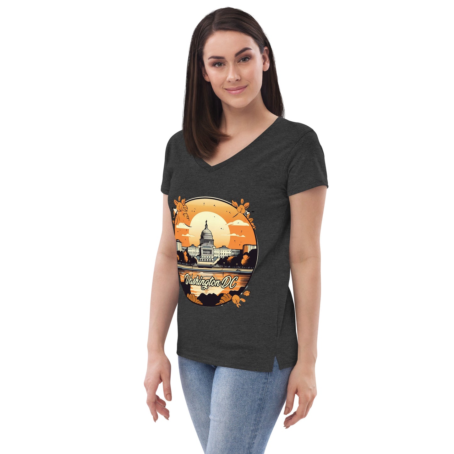 Washington DC Souvenir Women’s recycled v-neck t-shirt