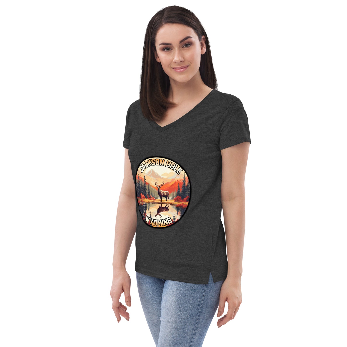 Jackson Hole Wyoming Souvenir Women’s recycled v-neck t-shirt