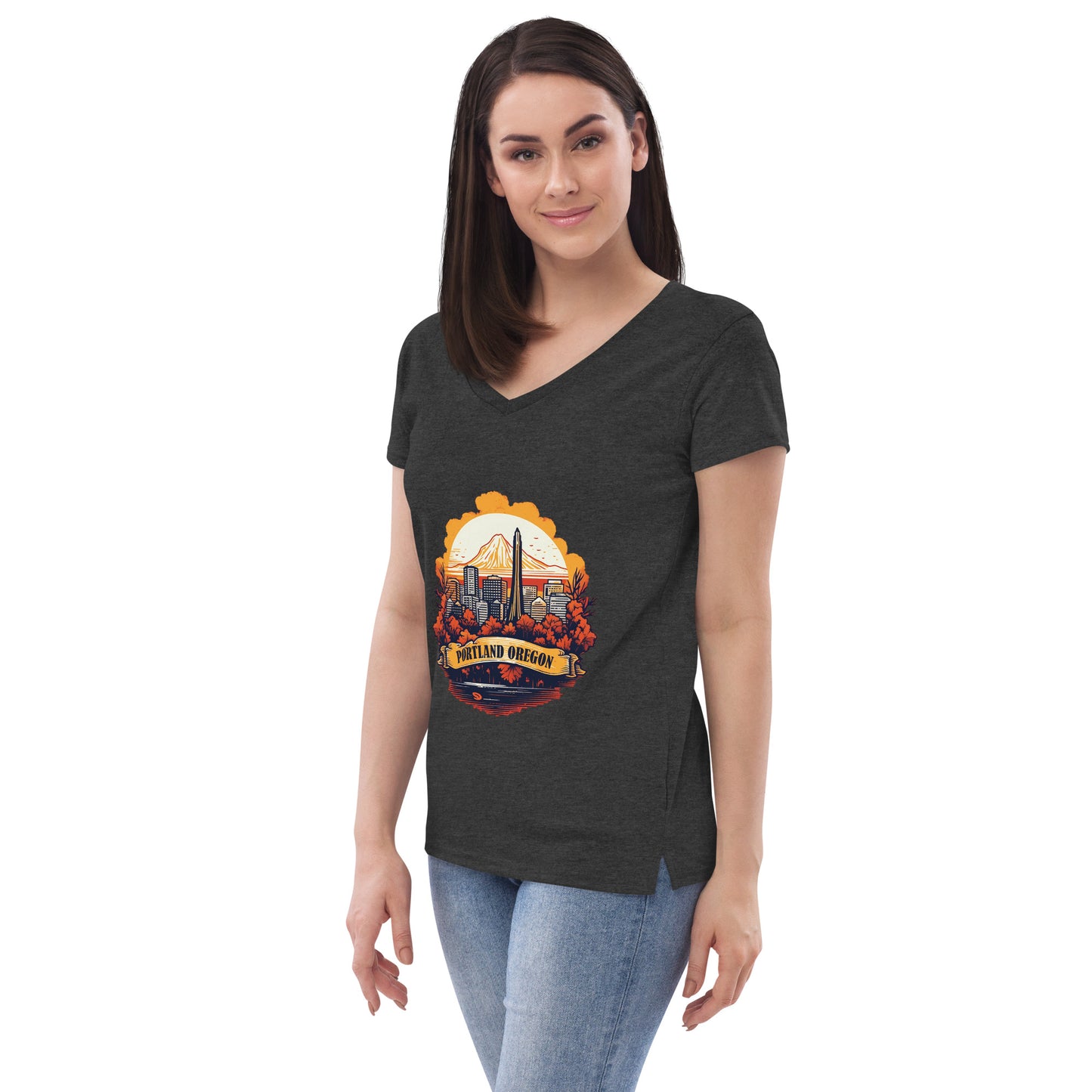 Portland Oregon Souvenir Women’s recycled v-neck t-shirt