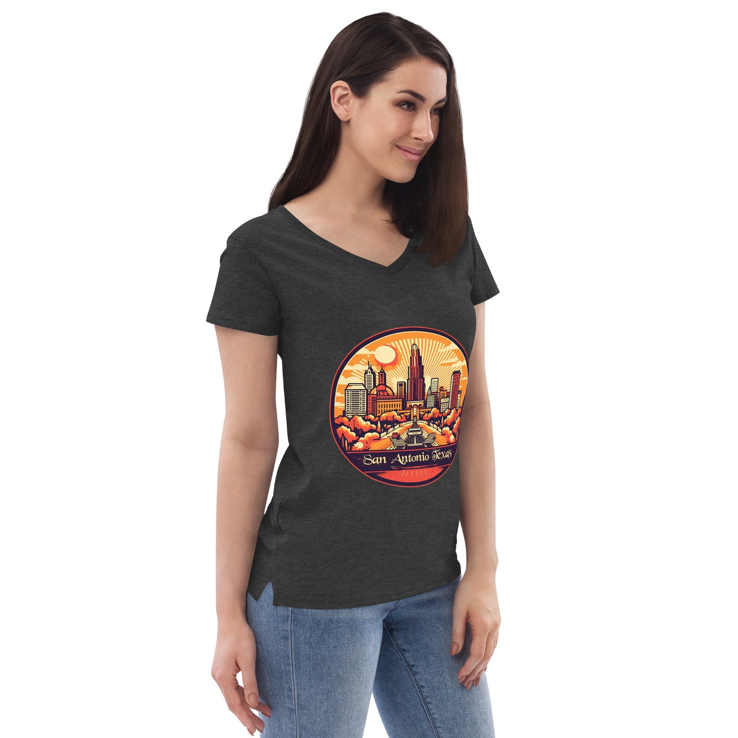 San Antonio Texas Souvenir Women’s recycled v-neck t-shirt