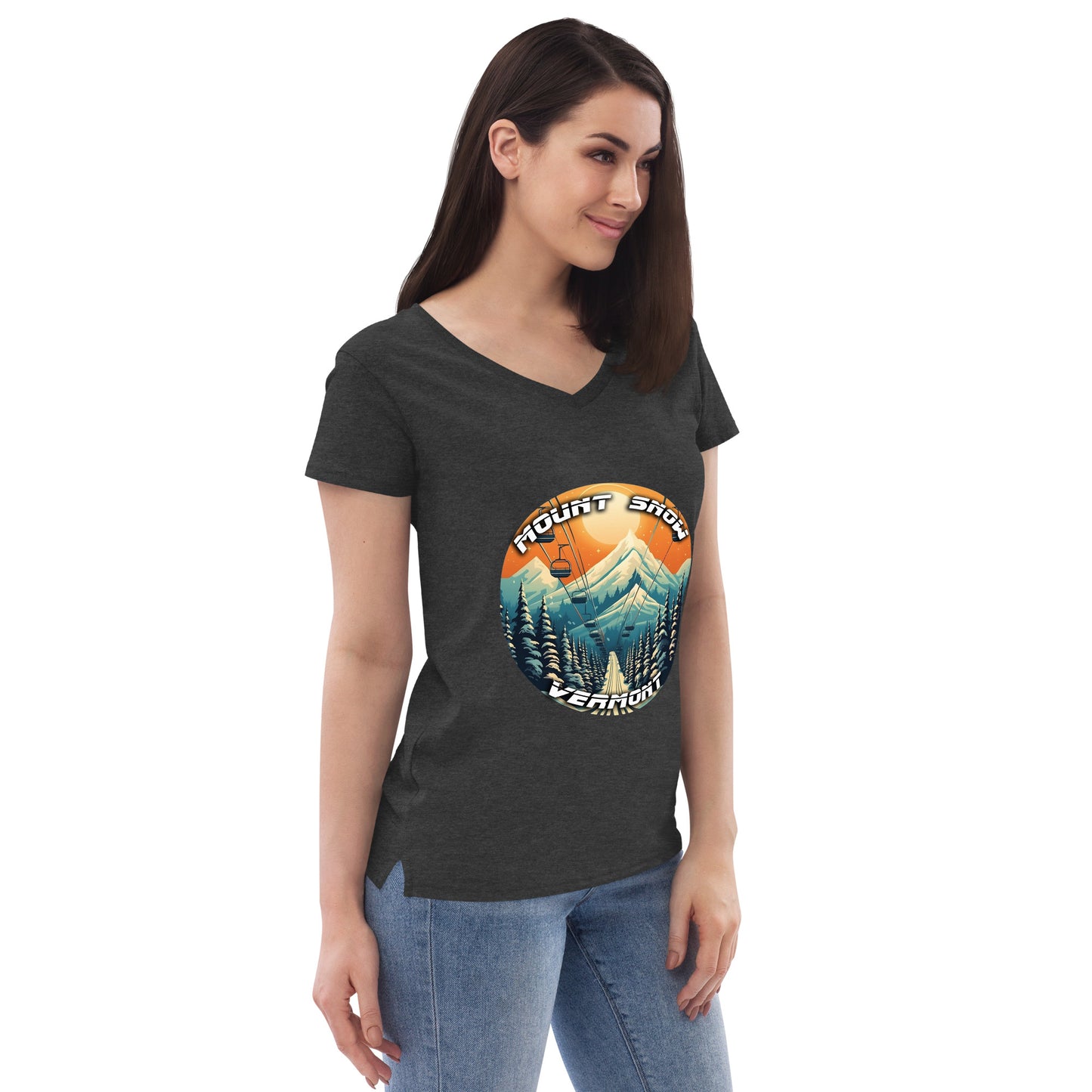 Mount Snow Vermont Souvenir Women’s recycled v-neck t-shirt