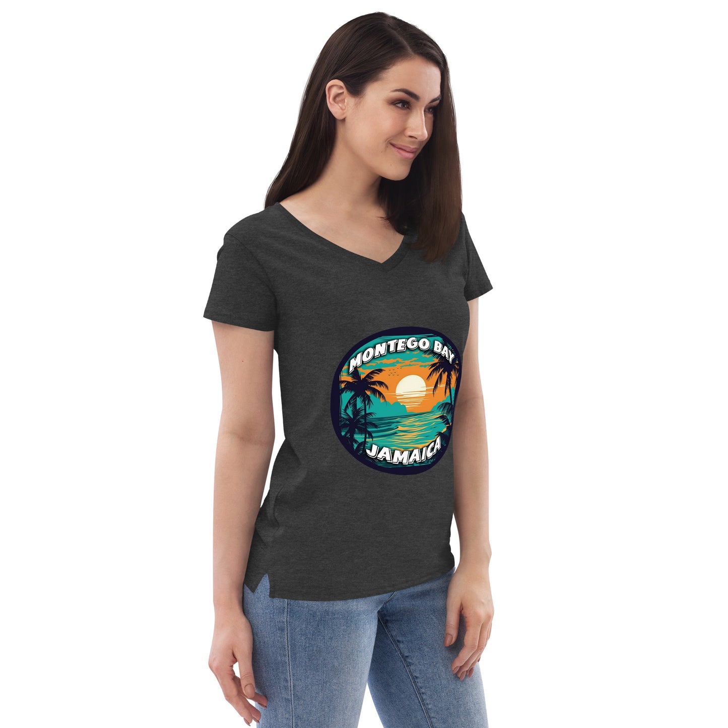 Montego Bay Jamaica Souvenir Women’s recycled v-neck t-shirt