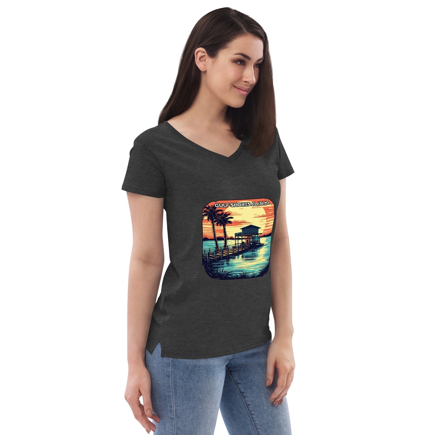 Gulf Shores Alabama Souvenir Women’s recycled v-neck t-shirt