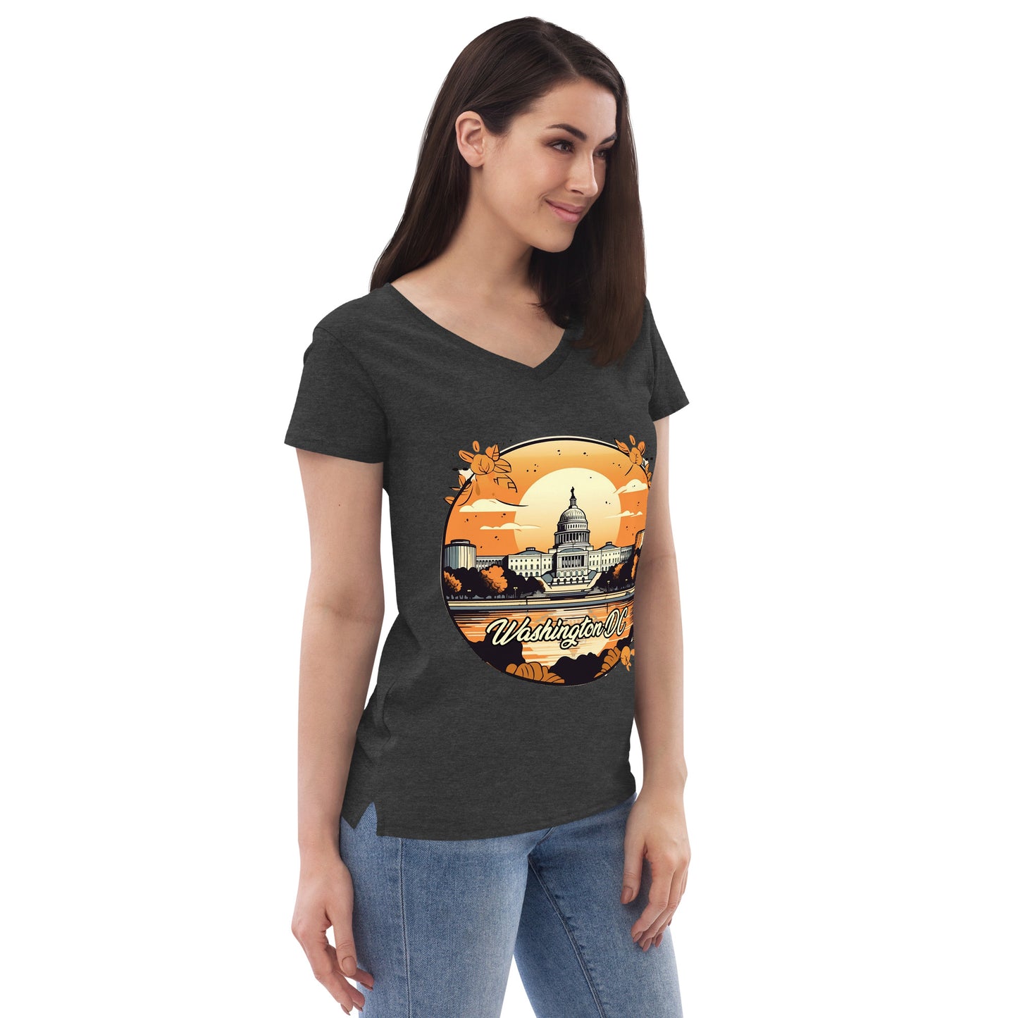 Washington DC Souvenir Women’s recycled v-neck t-shirt