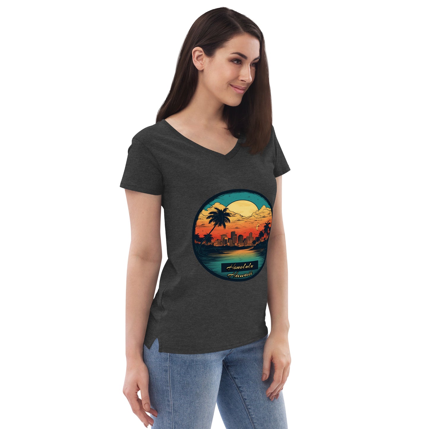 Honolulu Hawaii Souvenir Women’s recycled v-neck t-shirt