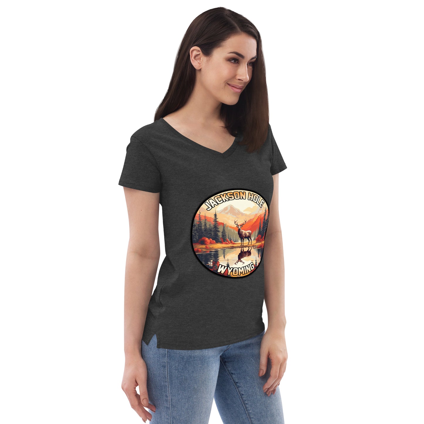 Jackson Hole Wyoming Souvenir Women’s recycled v-neck t-shirt