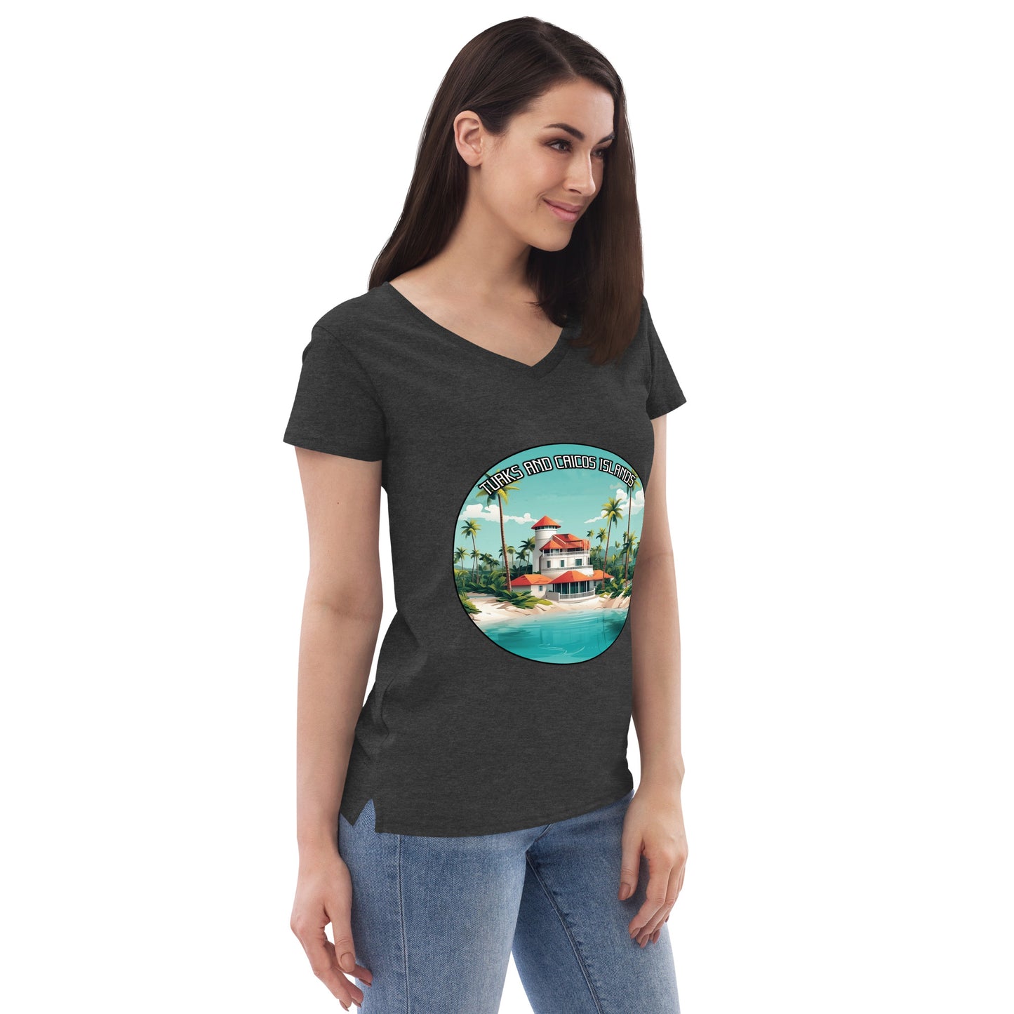 Turks and Caicos Islands Souvenir Women’s recycled v-neck t-shirt