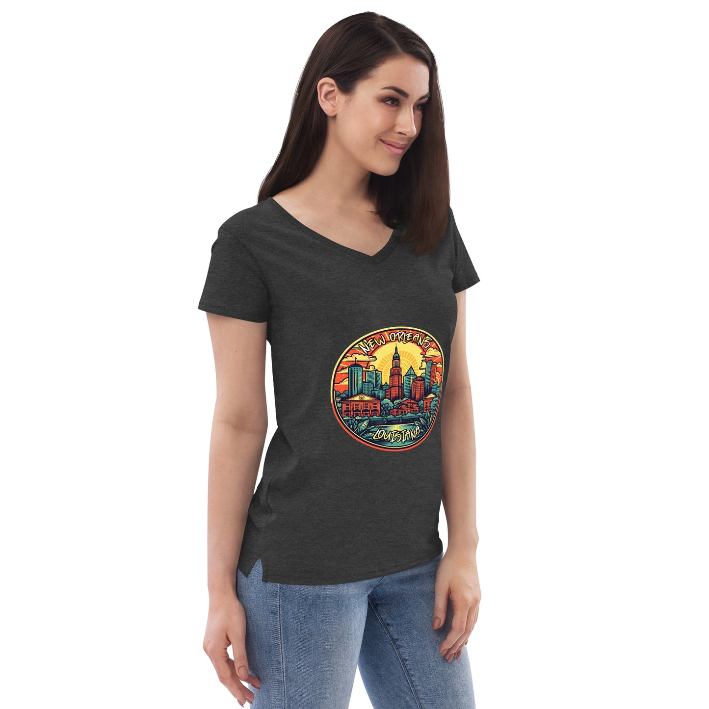 New Orleans Louisiana Souvenir Women’s recycled v-neck t-shirt