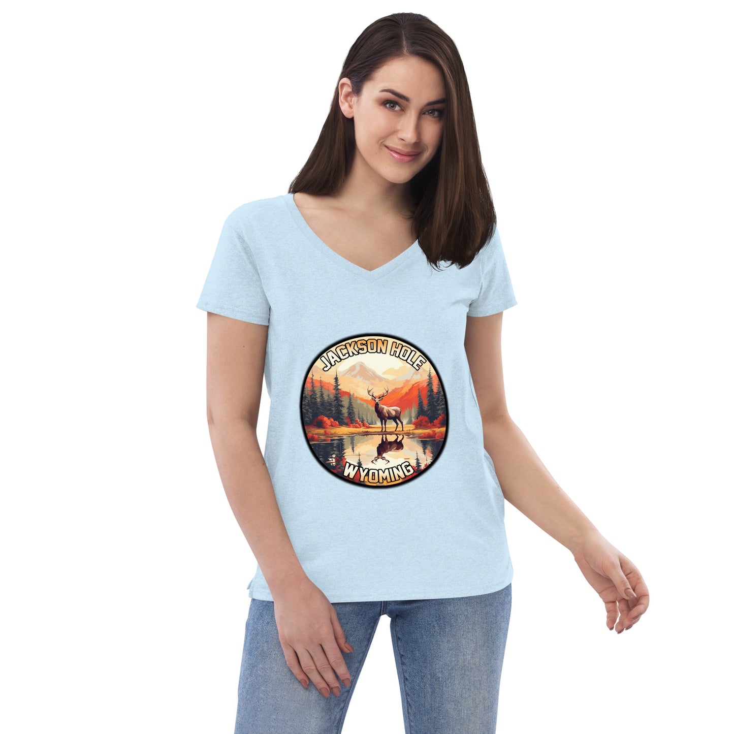 Jackson Hole Wyoming Souvenir Women’s recycled v-neck t-shirt